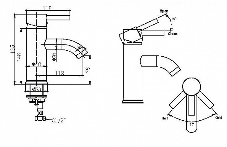 Смеситель для раковины Bravat SLIM F1332366CP-RUS купить в интернет-магазине сантехники Sanbest