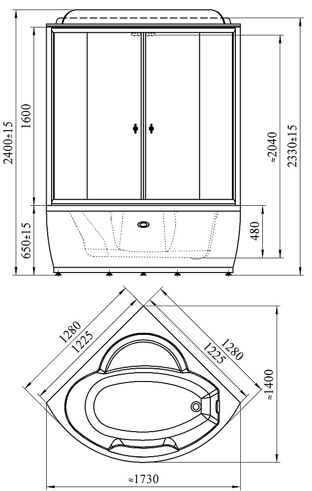 Душевой бокс Радомир Лаура 128х128 компл.2 стекло прозрачное купить в интернет-магазине Sanbest