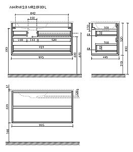 Тумба с раковиной Sancos Marmi 2.0 MR2.0100LECH дуб чарльстон для ванной в интернет-магазине Sanbest