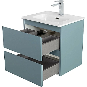 Тумба с раковиной BelBagno 50 KRAFT 39-500/390-2C-SO-AO+BB500/390ETL голубая матовая для ванной в интернет-магазине Sanbest