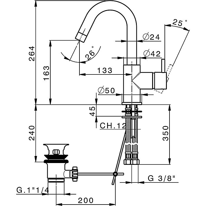 Смеситель для раковины Cisal LESS NEW LN00047540 черный матовый купить в интернет-магазине сантехники Sanbest