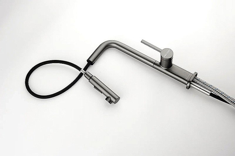 Смеситель для кухни Paulmark Neo Ne214419-GM вороненая сталь купить в интернет-магазине сантехники Sanbest