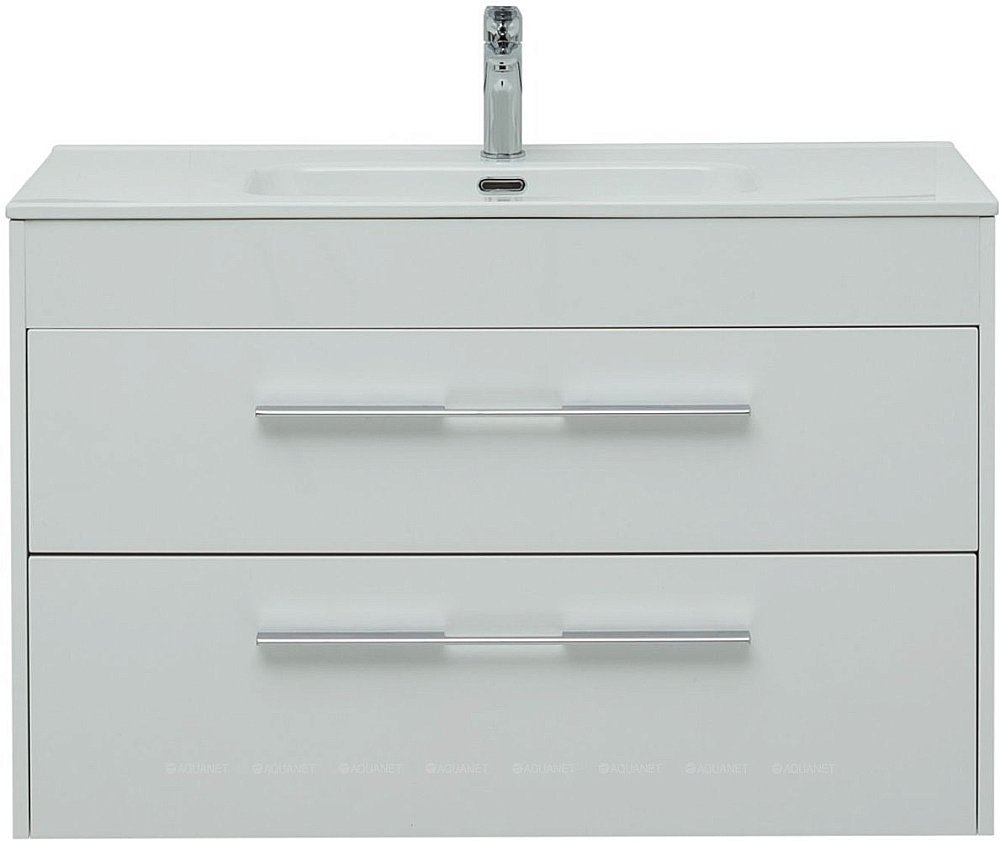 Тумба с раковиной Aquanet Августа 277509 100 белый для ванной в интернет-магазине Sanbest