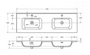 Тумба с раковиной Cezares DUET-N 140 DUET-N-1400-4C-SO-2-BL+CZR-8095-140-2 Bianco Lucido для ванной в интернет-магазине Sanbest