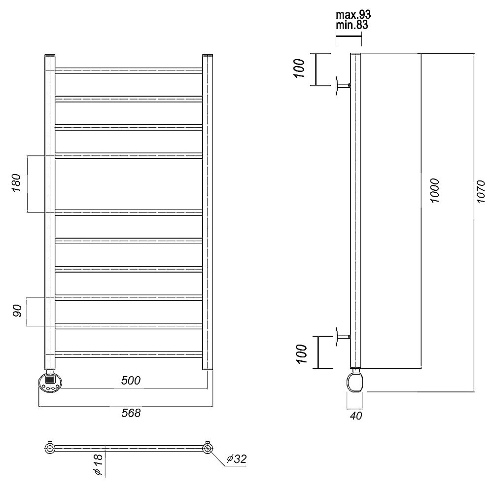 Полотенцесушитель электрический Domoterm Медея П10 500x1000 E золото купить в интернет-магазине сантехники Sanbest
