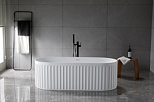 Ванна из искусственного камня BELBAGNO BB-BOHEME-170-75-55-SSB solid surface, белая купить в интернет-магазине Sanbest