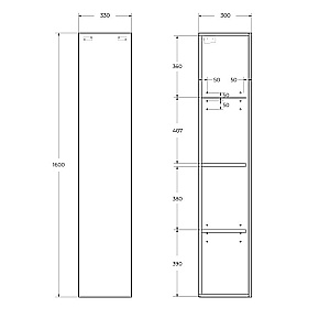 Шкаф-пенал подвесной BelBagno KRAFT-1600-1A-SC-СO 160 бежевый матовый для ванной в интернет-магазине сантехники Sanbest