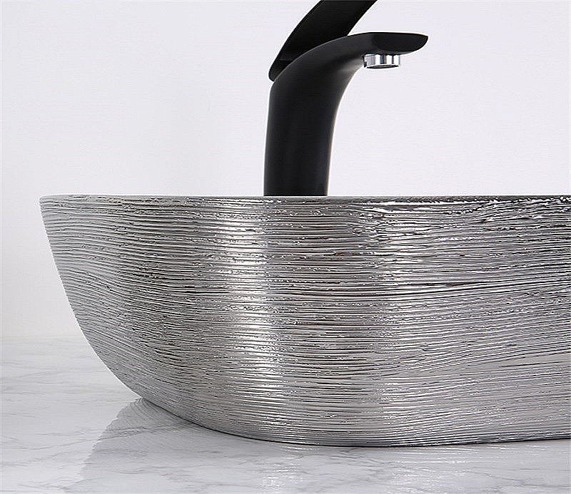 Раковина накладная Ceramalux NC  46 D1333H131 серебро, белая купить в интернет-магазине Sanbest