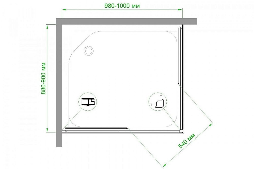 Душевой уголок Royal Bath RB9100HPD-C-CH 100х90 матовый купить в интернет-магазине Sanbest