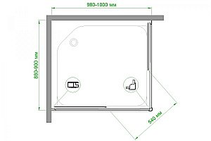 Душевой уголок Royal Bath RB9100HPD-C-CH 100х90 матовый купить в интернет-магазине Sanbest