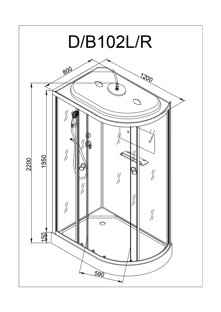 Душевая кабина Deto D102 120х80 купить в интернет-магазине Sanbest