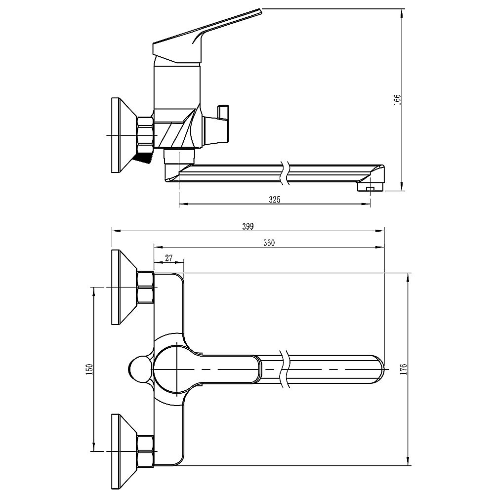 Смеситель для ванны Loranto TINA LR90362000 Хром купить в интернет-магазине сантехники Sanbest