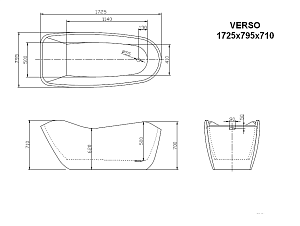 Ванна акриловая Lagard Versa Brown Wood 172.5х79.5 коричневая купить в интернет-магазине Sanbest