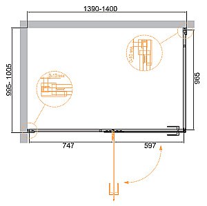Душевой уголок Cezares Bellagio 140х100 BELLAGIO-AH-1-140/100-C-BORO стекло прозрачное/профиль матовое брашированное золото купить в интернет-магазине Sanbest