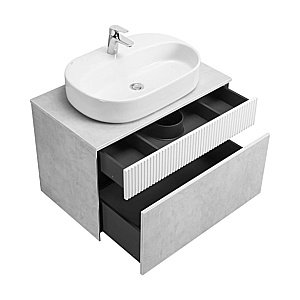 Тумба с раковиной Акватон Марбл 80/Одри Round 62 слейт/белая матовая для ванной в интернет-магазине Sanbest