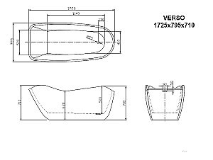 Ванна акриловая Lagard Versa lgd-vsa-bw 174х84 белая,коричневая купить в интернет-магазине Sanbest