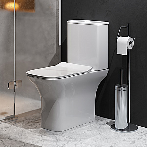 Унитаз напольный Grossman Classic GR-4464SQ-K26 белый глянцевый, с крышкой микролифт, с бачком, безободковый, слив-торнадо купить в интернет-магазине Sanbest