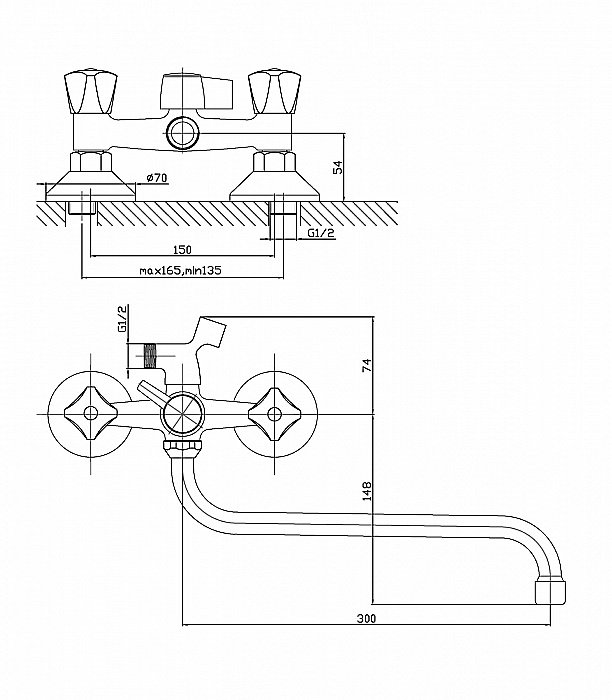 Смеситель для ванны Agger Retro-S A1822200 купить в интернет-магазине сантехники Sanbest