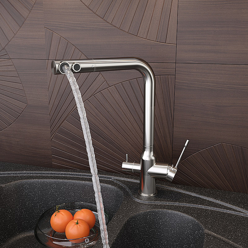 Смеситель для кухни Elghansa 56A5026-Steel нержавеющая сталь матовая купить в интернет-магазине сантехники Sanbest