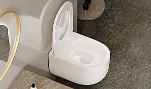 Унитаз подвесной Abber Bequem AC1104TN белый, безободковый, с крышкой микролифт, слив торнадо купить в интернет-магазине Sanbest