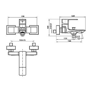 Смеситель для ванны Koller Pool Neon NN0100 хром купить в интернет-магазине сантехники Sanbest