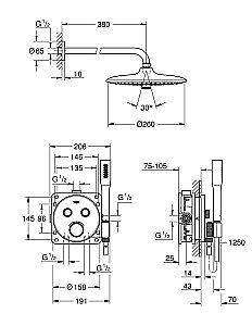Душевая система Grohe Grohtherm SmartControl 34744000 купить в интернет-магазине сантехники Sanbest