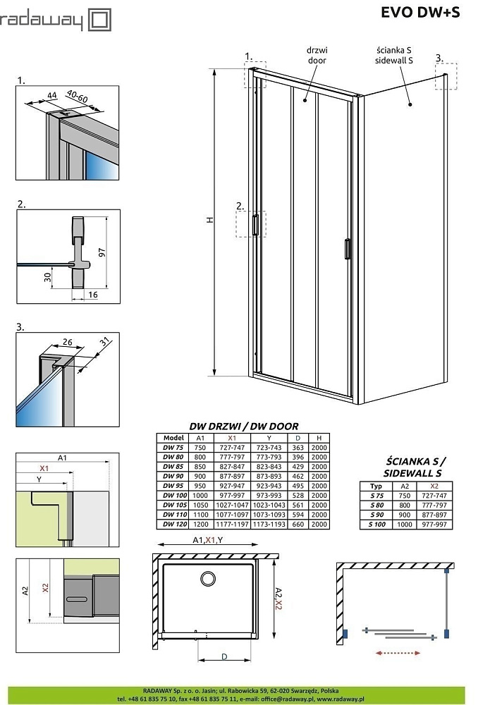 Душевой уголок Radaway Evo DW+S 100x75 купить в интернет-магазине Sanbest