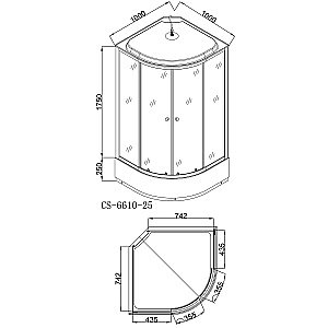 Душевая кабина Loranto CS-6610-25GB 100х100 тонированное стекло/профиль черный купить в интернет-магазине Sanbest