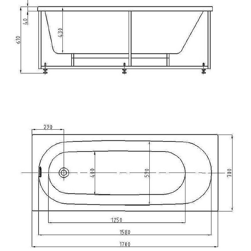 Ванна Aquatek Оберон 170х70 OBR170-0000027 белая купить в интернет-магазине Sanbest