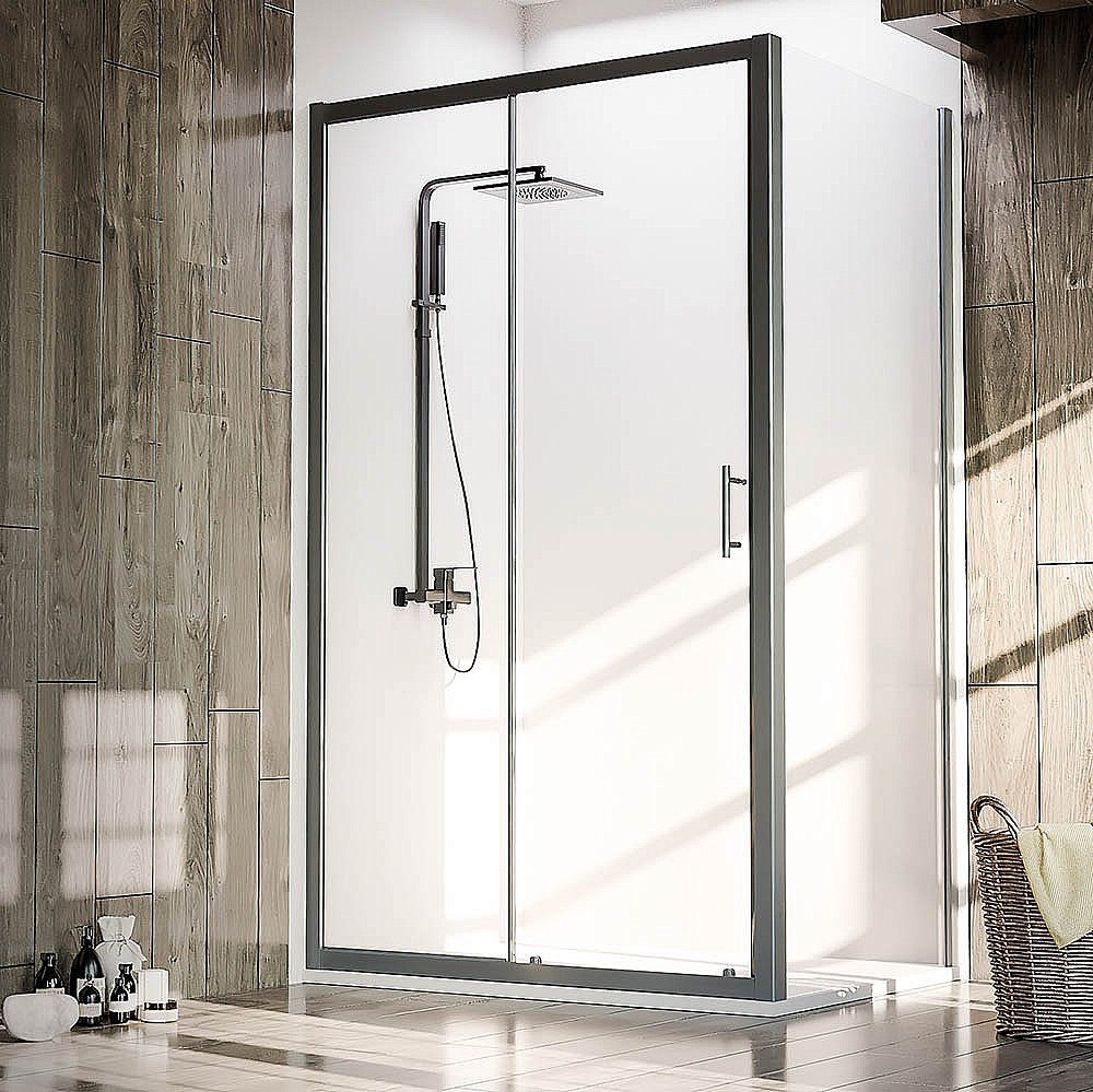 Душевой уголок Veconi Rovigo RV072B-10070-01-C4 100х70 стекло прозрачное/профиль черный матовый купить в интернет-магазине Sanbest