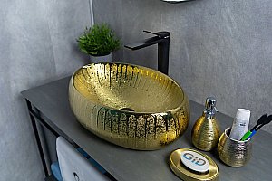 Раковина накладная Gid Lago 48 9030g 52234 золото купить в интернет-магазине Sanbest