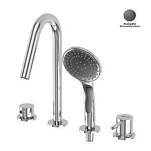 Смеситель на борт ванны Cezares LEAF-BVDM4-L-MM Стальной матовый купить в интернет-магазине сантехники Sanbest