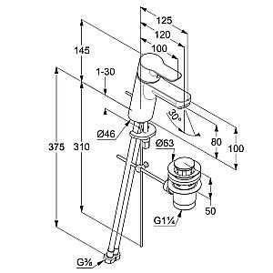 Смеситель для раковины Kludi Pure&Solid 373880565WR4 хром купить в интернет-магазине сантехники Sanbest