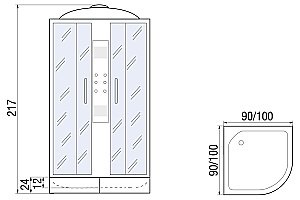 Душевая кабина RIVER TEMZA  90/24 ТН стекло тонированное купить в интернет-магазине Sanbest