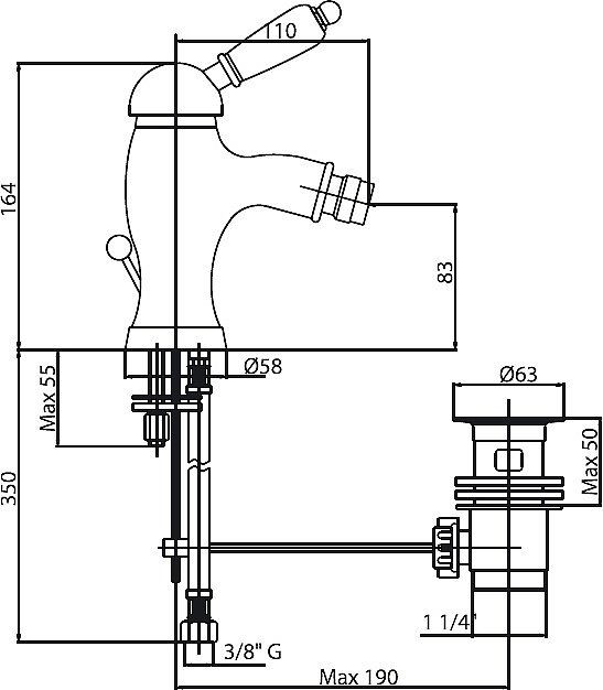 Смеситель для биде Caprigo ADRIA–Uno 02-030-vot бронза купить в интернет-магазине сантехники Sanbest