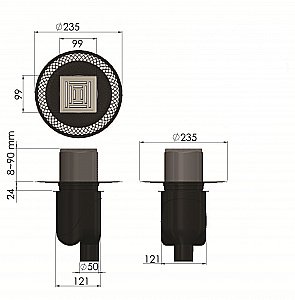 Душевой трап прямой Berges Platz Uno 10х10 090069 матовый хром купить в интернет-магазине Sanbest