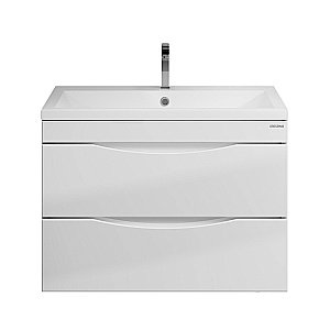 Тумба с раковиной подвесная Grossman Виста 75 с 2-я ящ, белый глянец для ванной в интернет-магазине Sanbest