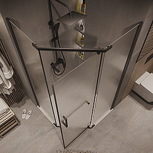 Душевой уголок Grossman Pragma 90х90 302.K33.03.9090.21.02 стекло шиншилла/профиль черный матовый купить в интернет-магазине Sanbest