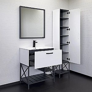 Тумба с раковиной Comforty Бредфорд 75 00-00013442 белая/графит для ванной в интернет-магазине Sanbest