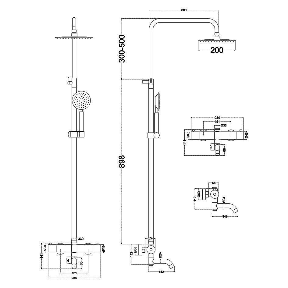 Душевая система Melana Stello 610307-T купить в интернет-магазине сантехники Sanbest