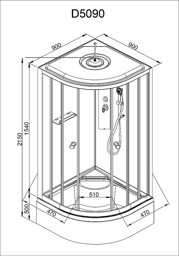 Душевая кабина AvaCan D Серия D5090 90х90 стандартная купить в интернет-магазине Sanbest