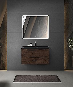 Тумба с раковиной Belbagno MARINO 90 дуб моро/черная раковина для ванной в интернет-магазине Sanbest