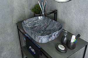 Раковина накладная Gid Geometrico 50 K397G124 54401 серый мрамор купить в интернет-магазине Sanbest