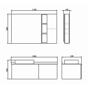 Тумба с раковиной Comforty Милан 120 белый глянец для ванной в интернет-магазине Sanbest