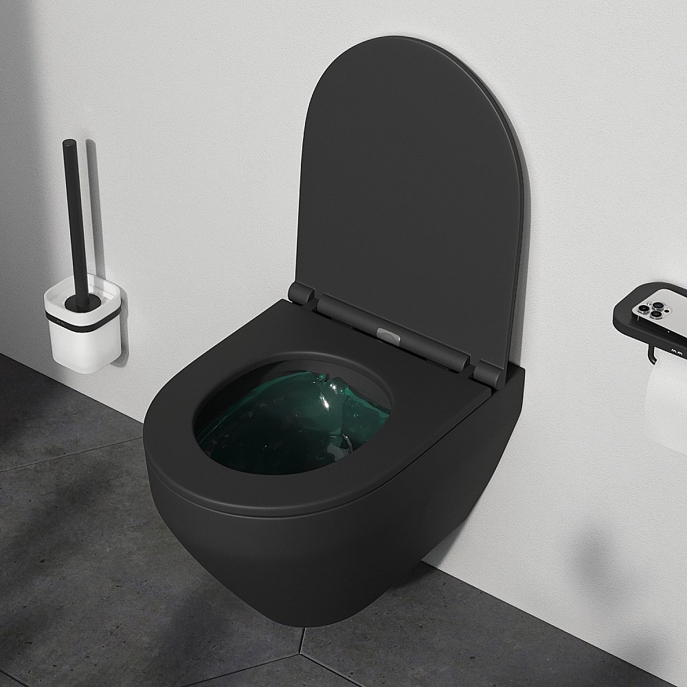 Унитаз подвесной AM.PM Spirit V2.0 C701700MBSC черный матовый, безободковый купить в интернет-магазине Sanbest