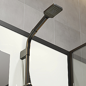 Душевая кабина Niagara Standart ST100/15Q/BL/BK 100х100 без крыши, профиль черный матовый/стекло прозрачное купить в интернет-магазине Sanbest