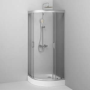 Душевой уголок AM.PM Gem W90G-401-080WT 80х80 стекло прозрачное/профиль серебро матовое купить в интернет-магазине Sanbest