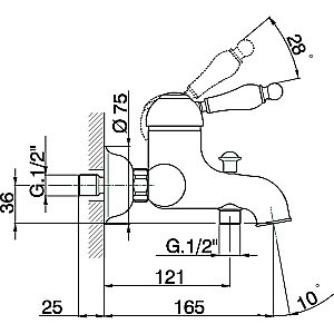 Смеситель для ванны Cisal ARCANA EMPRESS EM00013021 хром купить в интернет-магазине сантехники Sanbest
