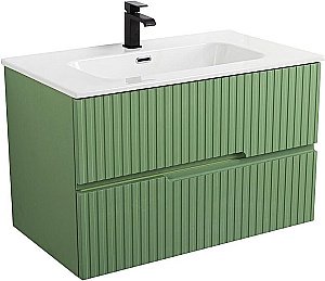 Тумба с раковиной Cezares DUET-N 80 DUET-N-800-2C-SO-PS-P фисташковый софт для ванной в интернет-магазине Sanbest