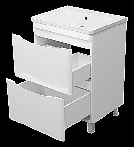 Тумба с раковиной Misty Атлантик - 60 П-Атл-01060-0112Я белая для ванной в интернет-магазине Sanbest